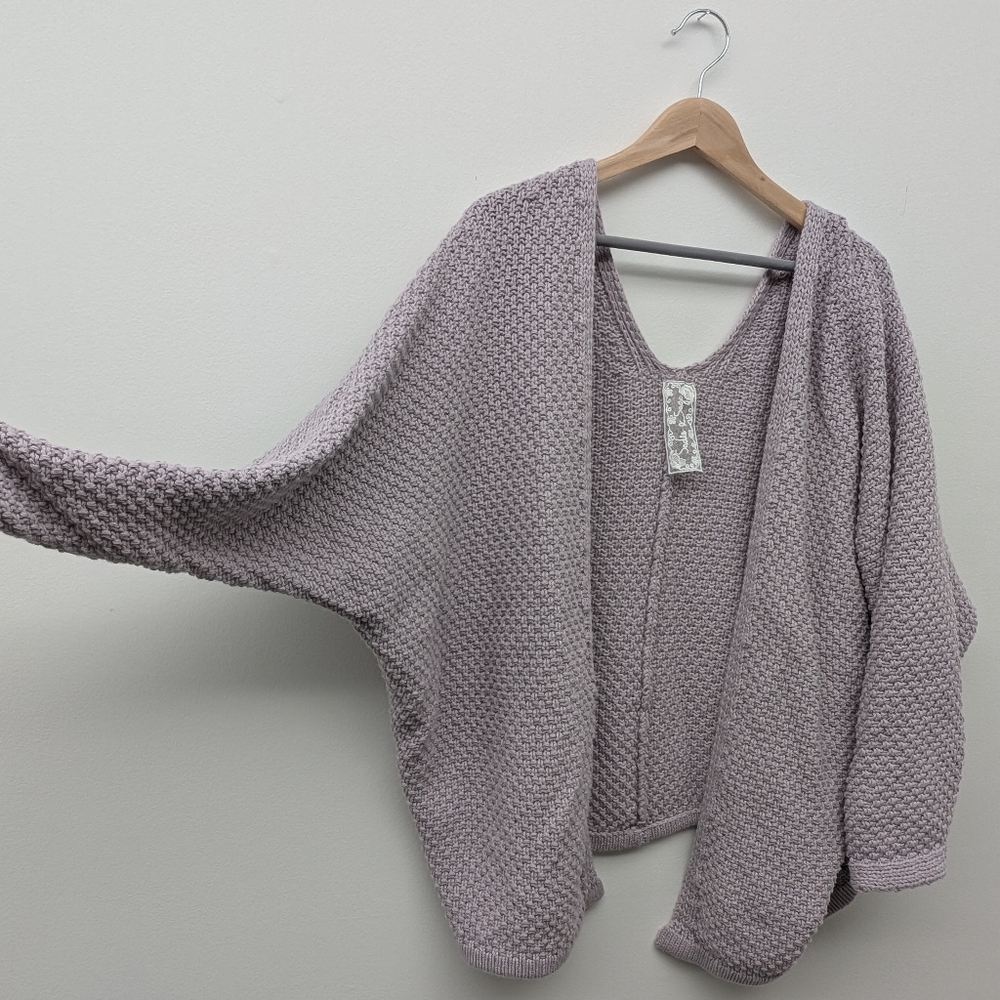 Sadie and Sage Small Women's Dusk Lavender Grey Cardigan Dolman Knit Sweater